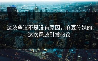 这波争议不是没有原因，麻豆传媒的这次风波引发热议