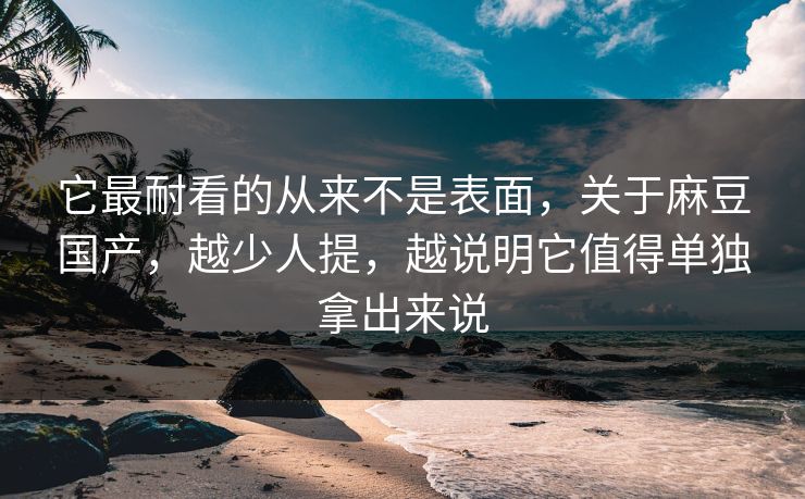 它最耐看的从来不是表面，关于麻豆国产，越少人提，越说明它值得单独拿出来说-第1张图片-p站短视频 - p站助手精选网