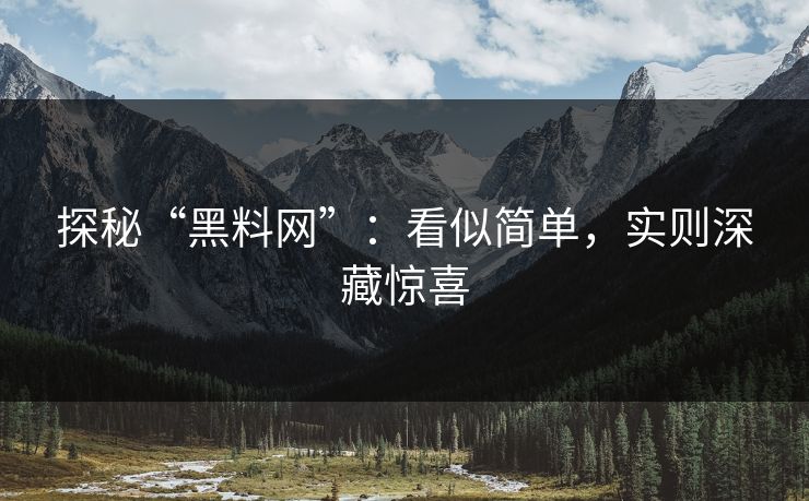 探秘“黑料网”：看似简单，实则深藏惊喜-第1张图片-p站短视频 - p站助手精选网