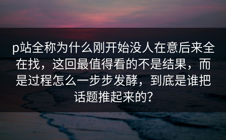 p站全称为什么刚开始没人在意后来全在找，这回最值得看的不是结果，而是过程怎么一步步发酵，到底是谁把话题推起来的？-第1张图片-p站短视频 - p站助手精选网
