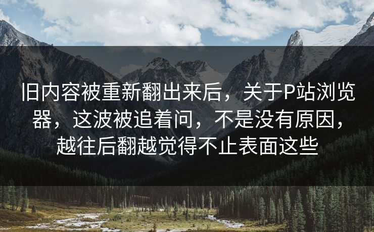 旧内容被重新翻出来后，关于P站浏览器，这波被追着问，不是没有原因，越往后翻越觉得不止表面这些-第1张图片-p站短视频 - p站助手精选网