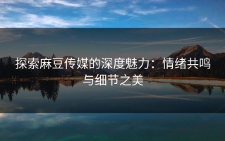 探索麻豆传媒的深度魅力：情绪共鸣与细节之美